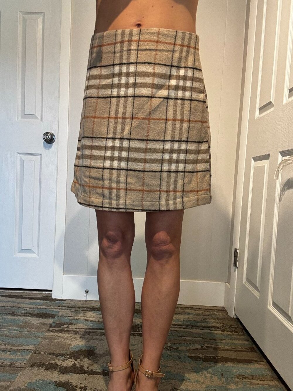 Tan Plaid A-Line Mini Skirt | Preppy Fall Academia